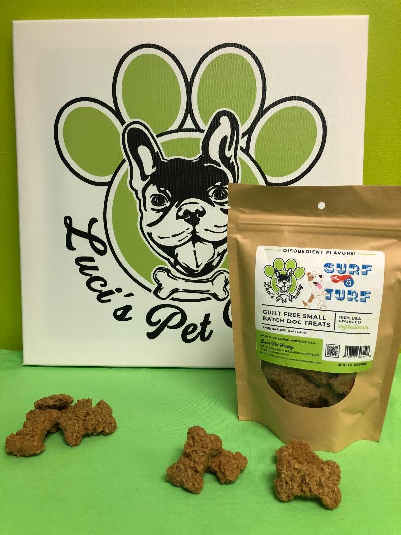Surf & Turf - All Natural "Steak & Lobster" Dog & Puppy Treats - Disobedient Biscuits 6 oz. Pouch