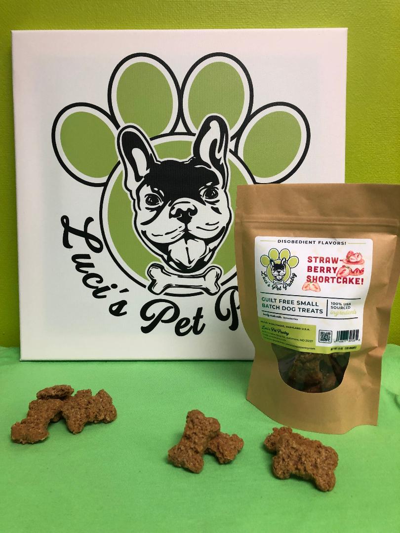 Strawberry Shortcake - All Natural "Strawberry" Dog & Puppy Treats - Disobedient Biscuits 6 oz. Pouch