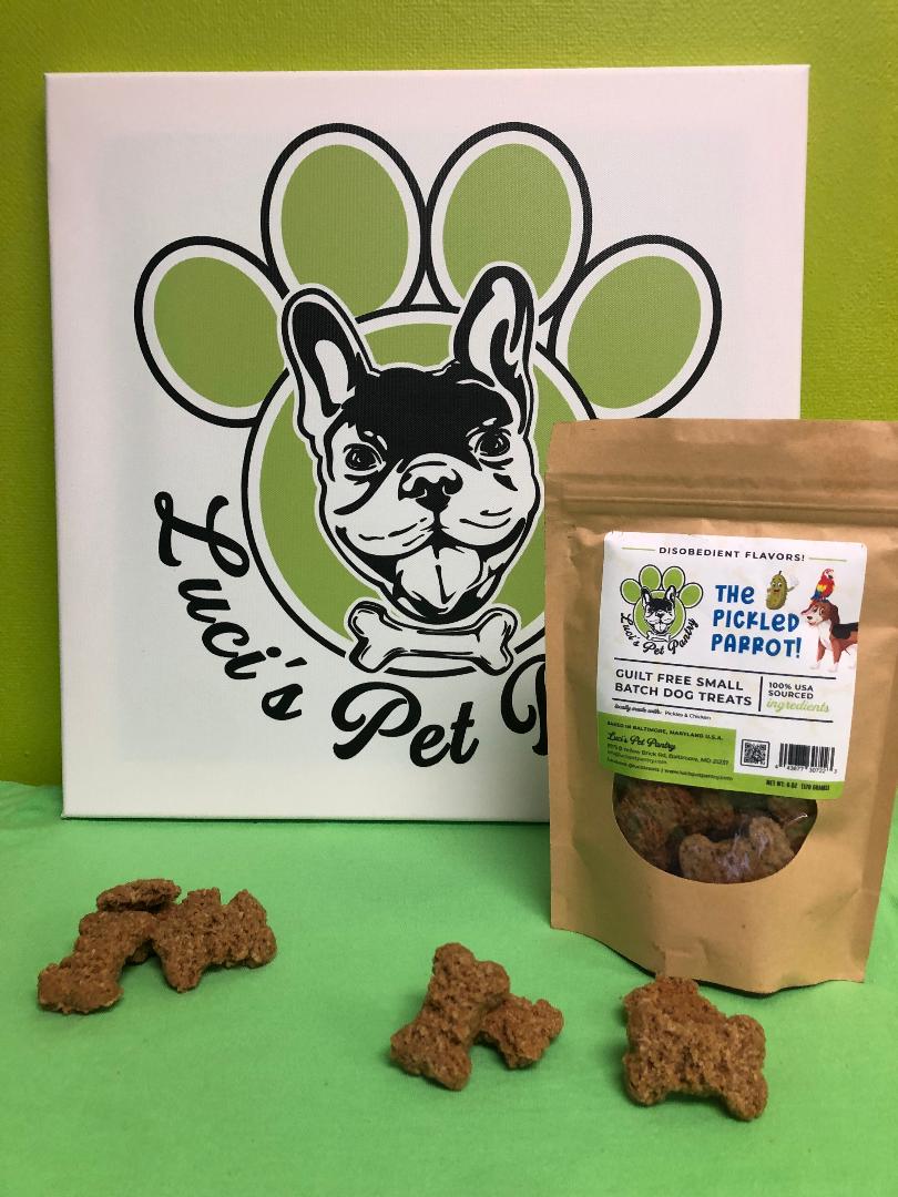 The Pickled Parrot - All Natural "Chicken & Pickles" Dog & Puppy Treats - Disobedient Biscuits 6 oz. Pouch