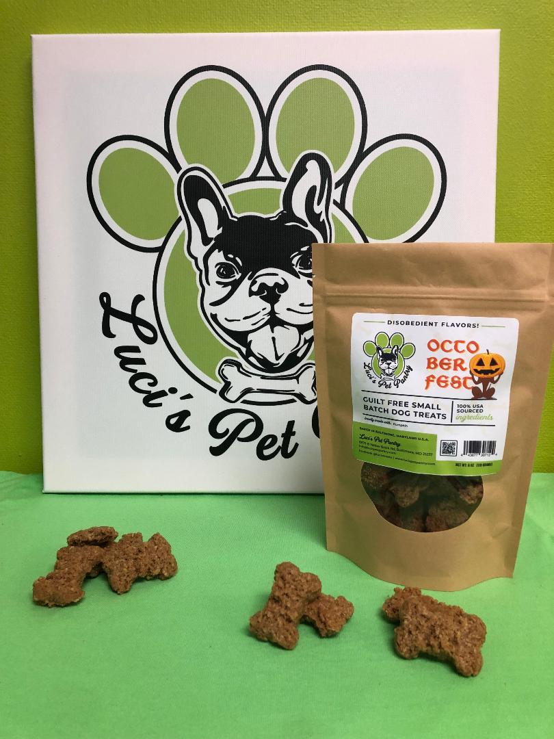 Octoberfest - All Natural "Pumpkin" Dog & Puppy Treats - Disobedient Biscuits 6 oz. Pouch