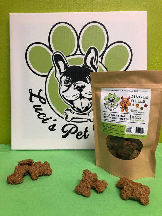 Jingle Bells - All Natural "Honey Baked Ham" Dog & Puppy Treats - Disobedient Biscuits 6 oz. Pouch