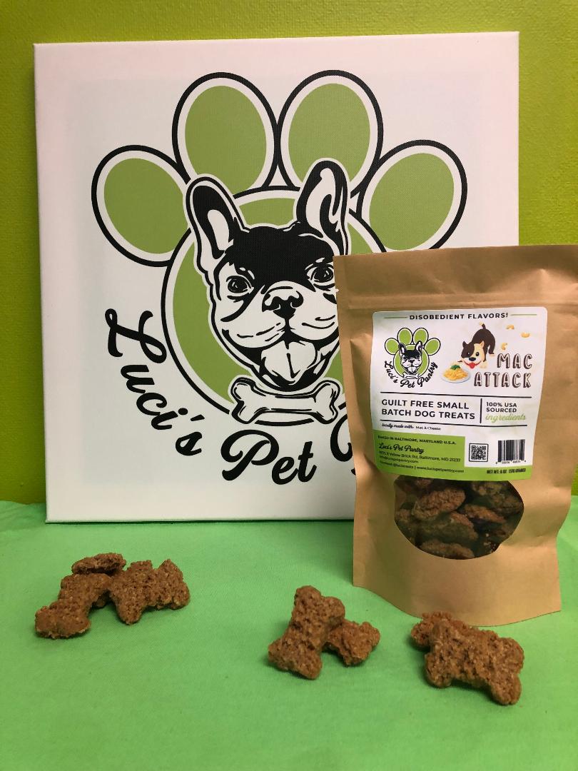 Mac Attack - All Natural "Mac & Cheese" Dog & Puppy Treats - Disobedient Biscuits 6 oz. Pouch