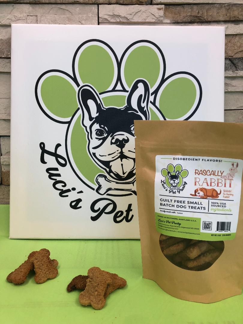 Rascally Rabbit - All Natural "Rabbit" Dog & Puppy Treats - Disobedient Biscuits 6 oz. Pouch