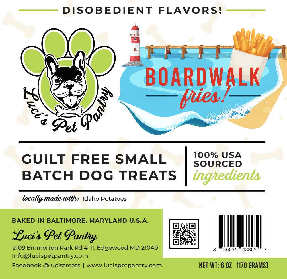 Boardwalk Fries - All Natural "Idaho Potato" Dog & Puppy Treats - Disobedient Biscuits 6 oz. Pouch