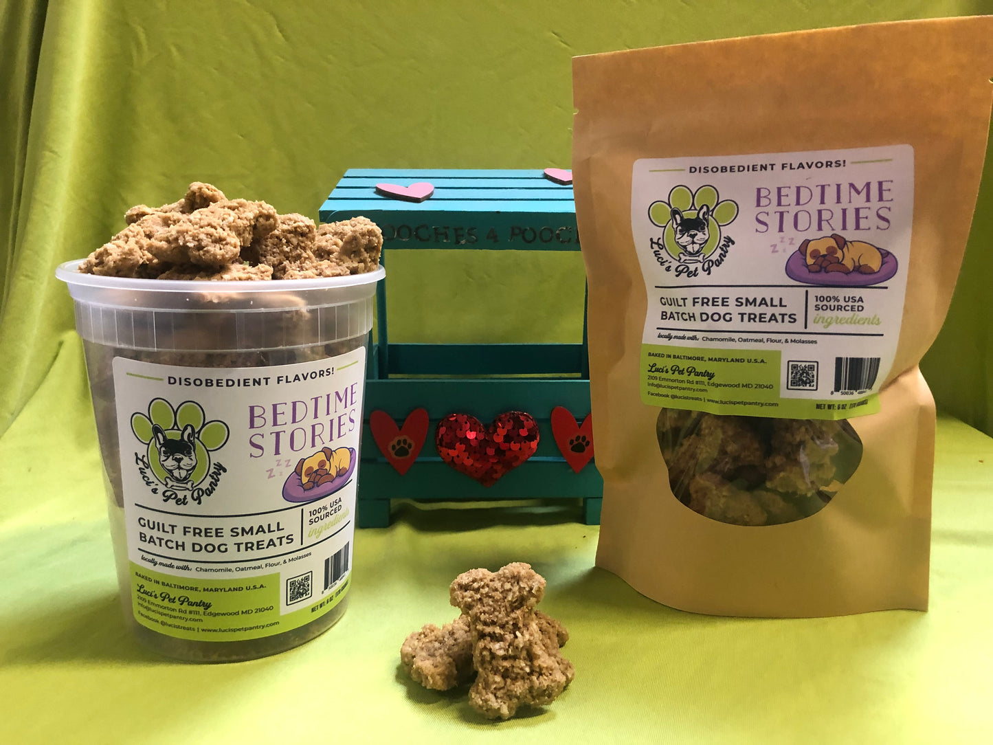 Bedtime Stories - All Natural Calming & Relaxing "Chamomile" Dog & Puppy Treats - Disobedient Biscuits! 6 oz. Pouch