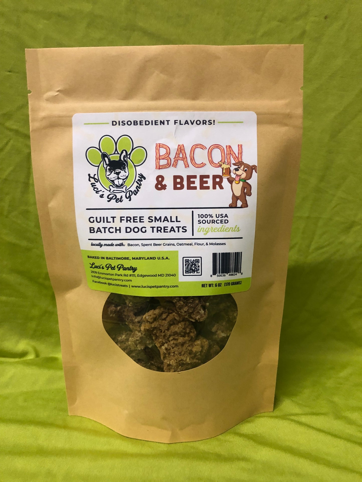 Peanut Butter & Beer - All Natural Dog & Puppy Treats - Disobedient Biscuits! 6 oz. Pouch