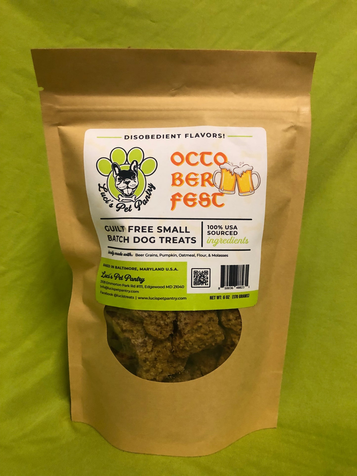 Pizza & Beer - All Natural Dog & Puppy Treats - Disobedient Biscuits! 6 oz. Pouch