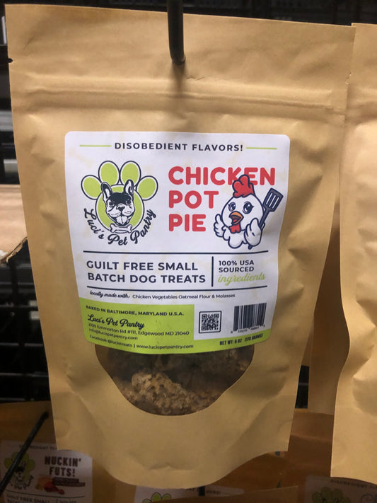 Chicken Pot Pie - All Natural "Chicken & Vegetable" Dog & Puppy Treats - Disobedient Biscuits 6 oz. Pouch