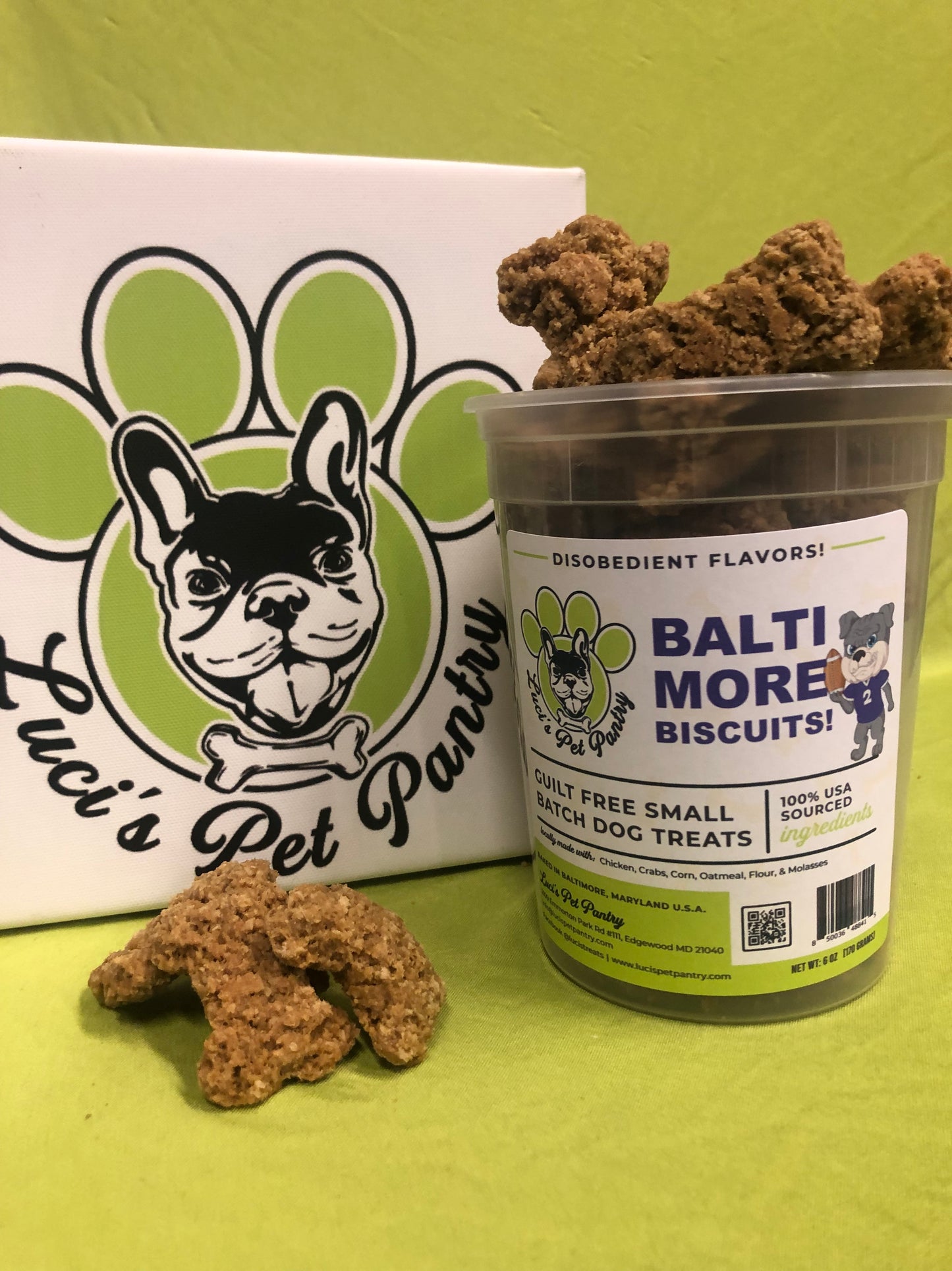 Baltimore Biscuits - All Natural "Chicken, Crab, & Corn" Dog & Puppy Treats - Disobedient Tub of Biscuits