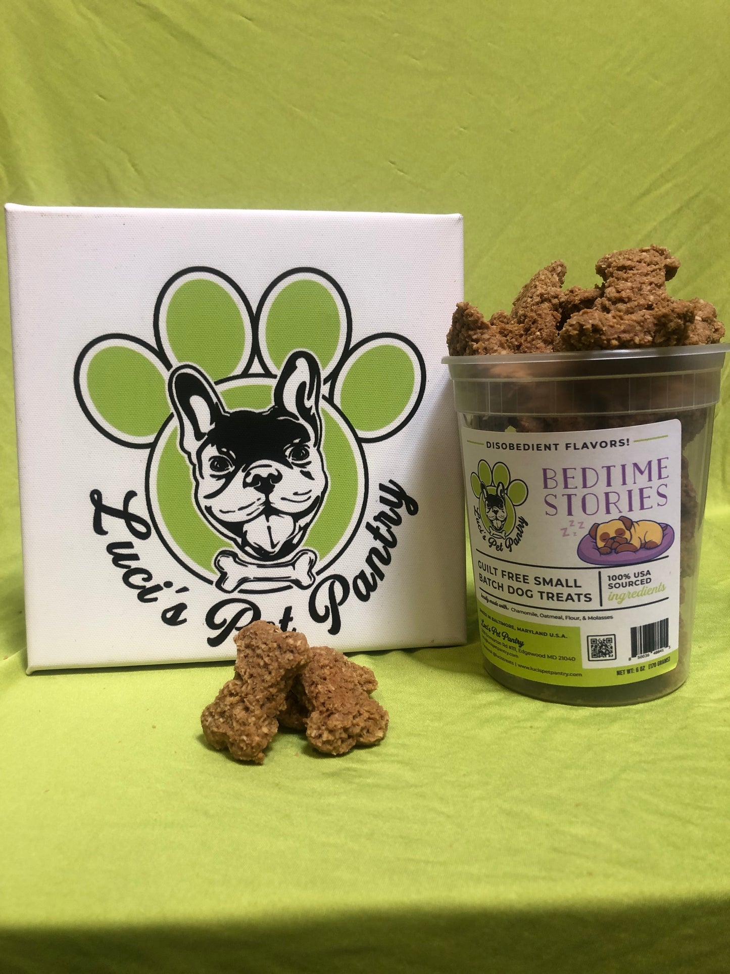 Bedtime Stories - All Natural Calming & Relaxing "Chamomile" Dog & Puppy Treats - Disobedient Tub of Biscuits