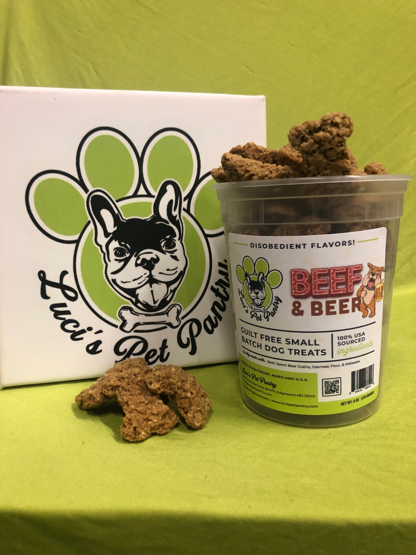 Beef & Beer - All Natural "Beef & Spent Grain" Dog & Puppy Treats - Disobedient Tub of Biscuits
