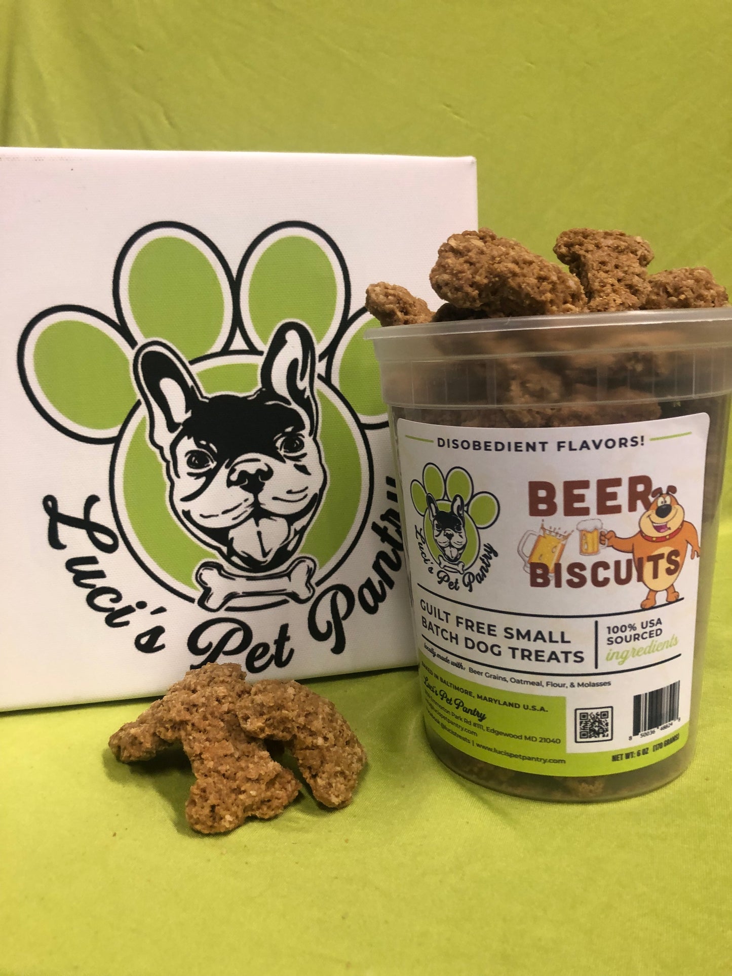 Beer Biscuits - All Natural "Spent Grain" Dog & Puppy Treats - Disobedient Tub of Biscuits