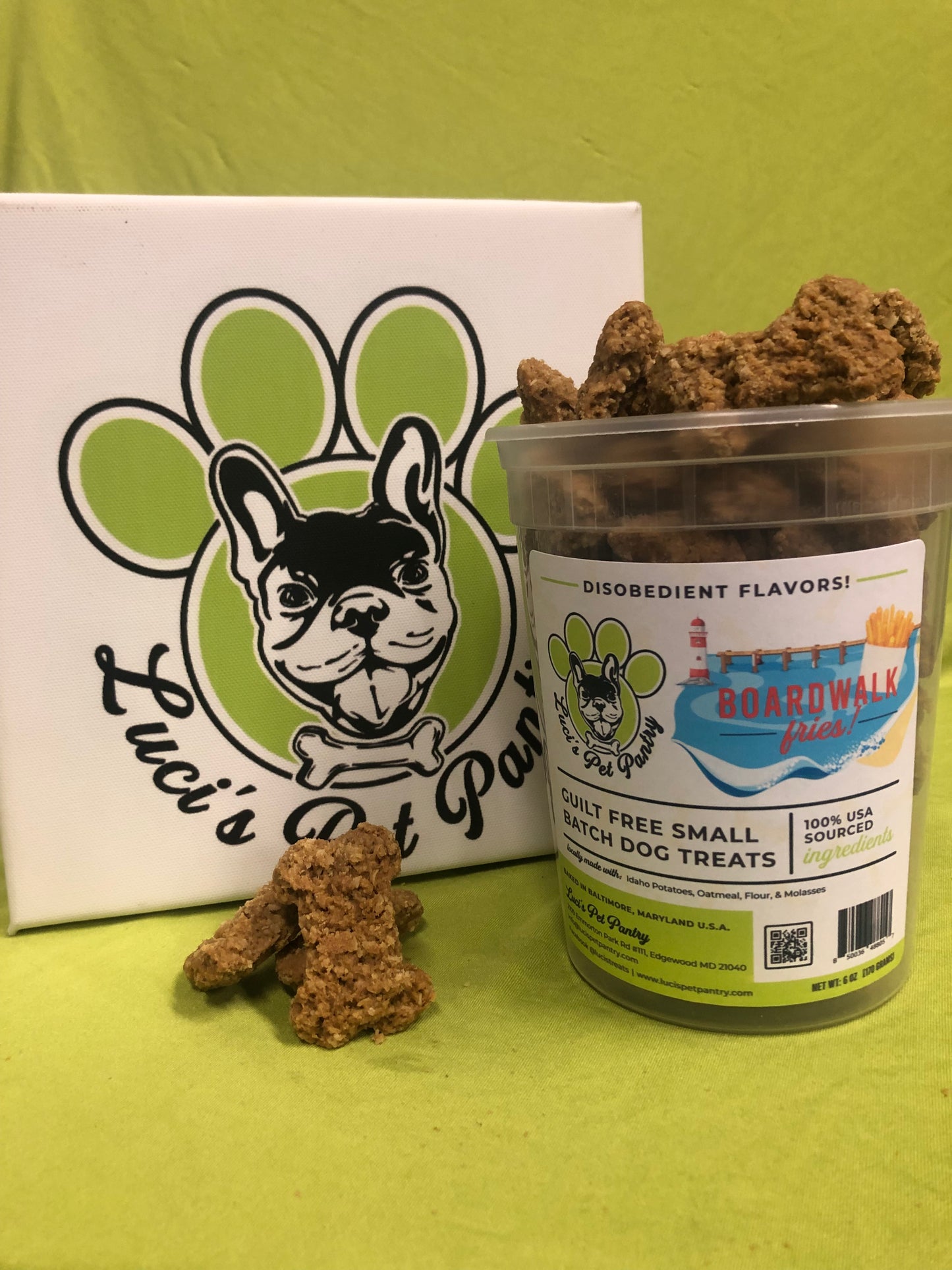 Boardwalk Fries - All Natural "Idaho Potato" Dog & Puppy Treats - Disobedient Tub of Biscuits