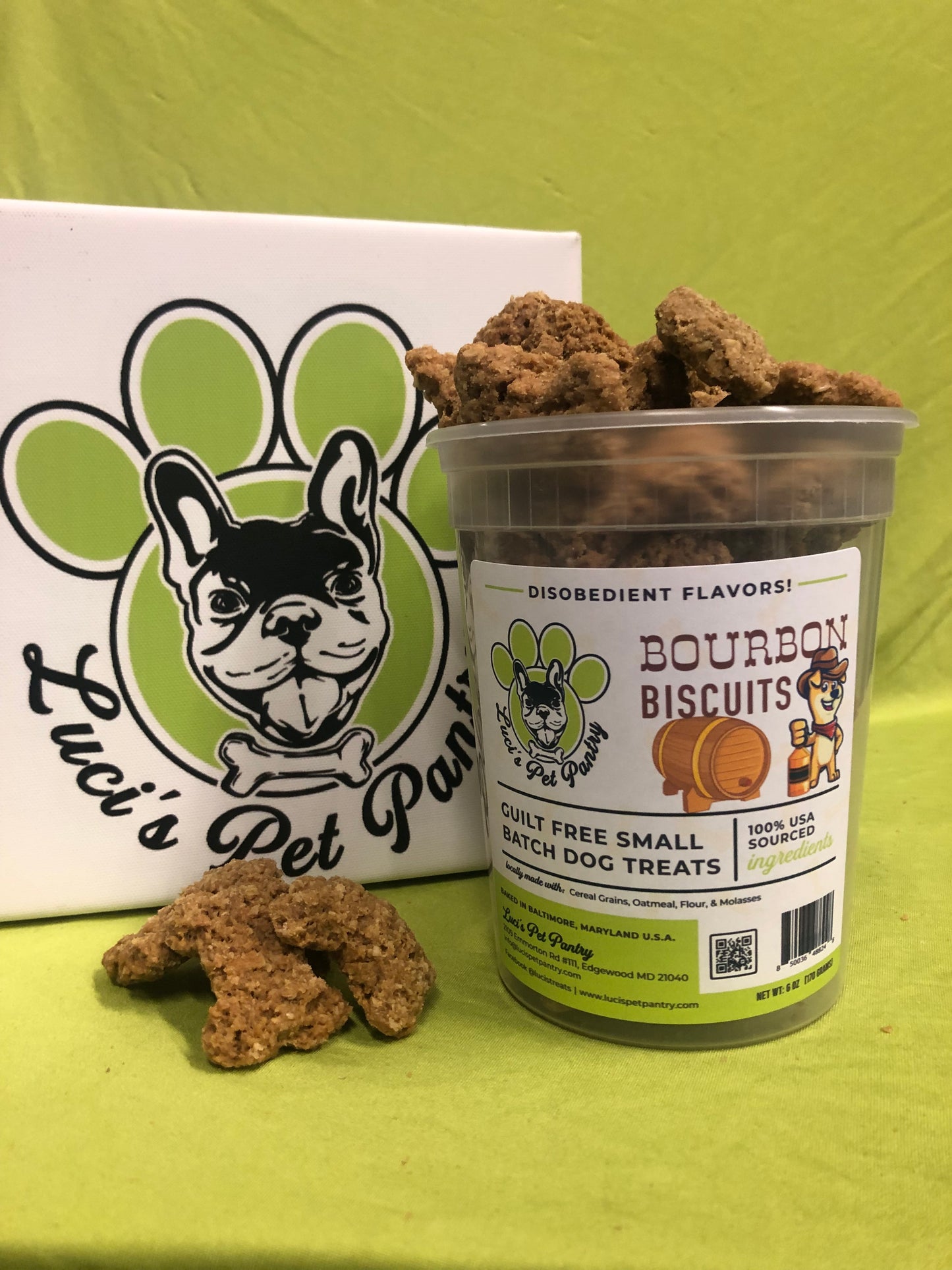 Bourbon Biscuits - All Natural "Cereal Grains" Dog & Puppy Treats - Disobedient Tub of Biscuits