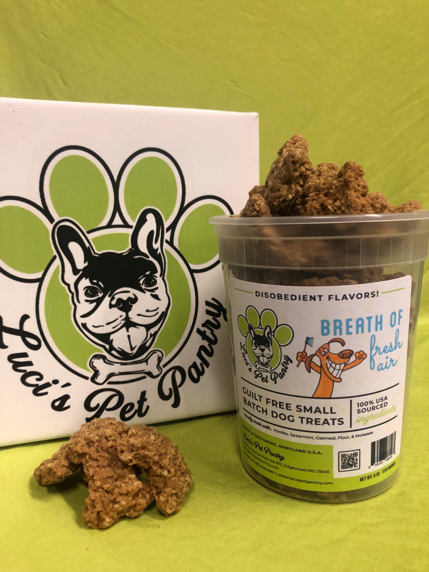 Breath of Fresh Air - All Natural "Spearmint & Parsley" Dog & Puppy Treats - Disobedient Tub of Biscuits