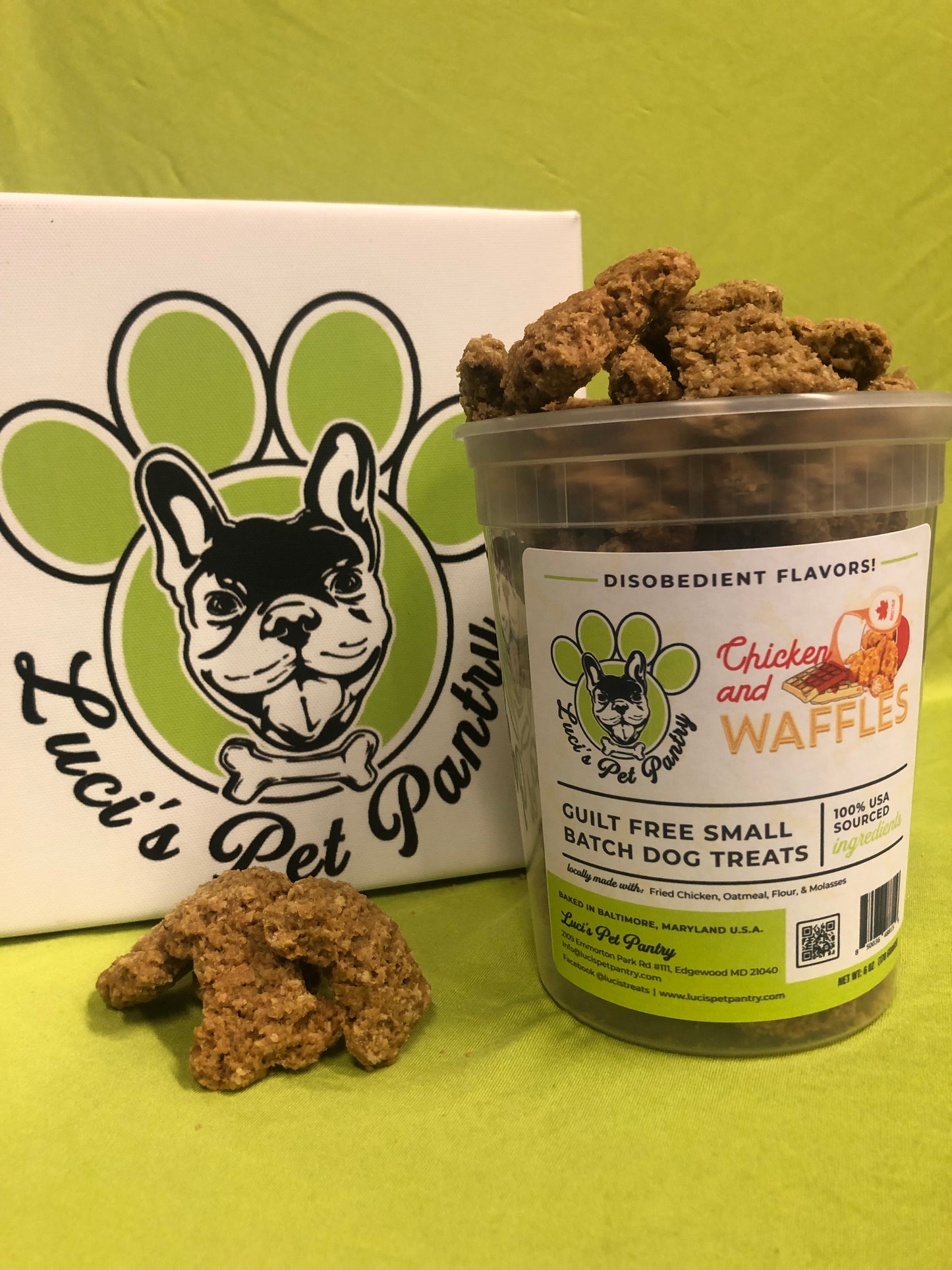 Chicken & Waffles - All Natural "Chicken" Dog & Puppy Treats - Disobedient Tub of Biscuits