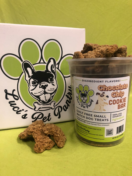 Chocolate Chip Cookie Bar - All Natural "Carob" Dog & Puppy Treats - Disobedient Tub of Biscuits