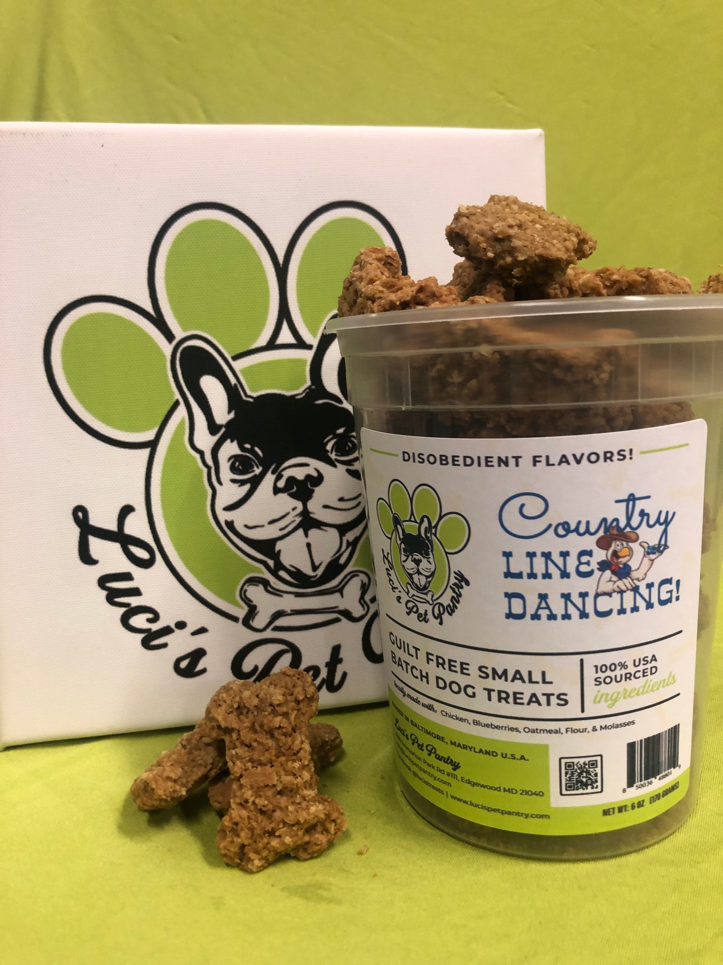 Country Line Dancing - All Natural "Chicken & Blueberry" Dog & Puppy Treats - Disobedient Tub of Biscuits