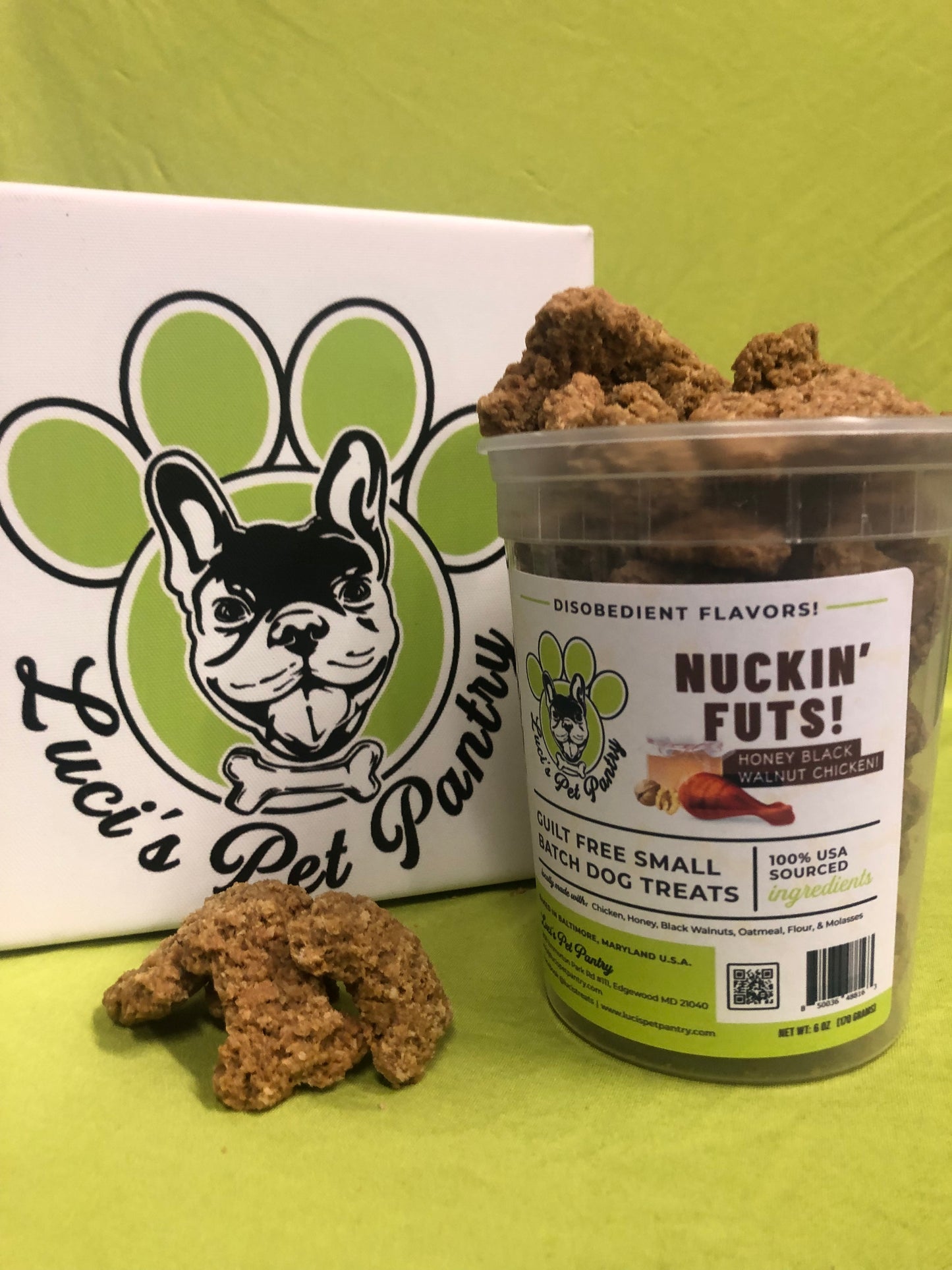 Nuckin' Futs - All Natural "Walnut Honey Chicken" Dog & Puppy Treats - Disobedient Tub of Biscuits