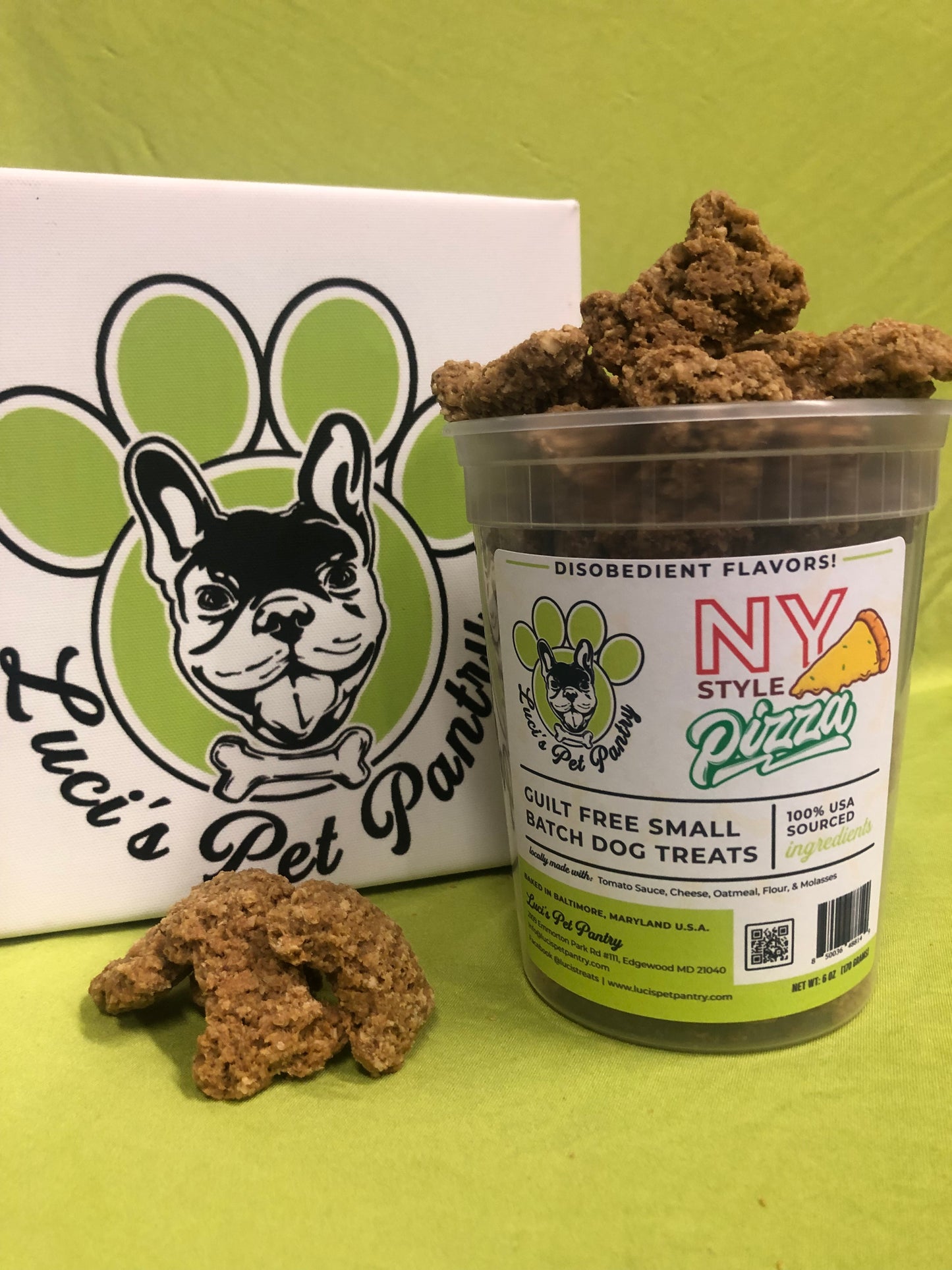 NY Style Pizza - All Natural "Tomato & Cheese" Dog & Puppy Treats - Disobedient Tub of Biscuits