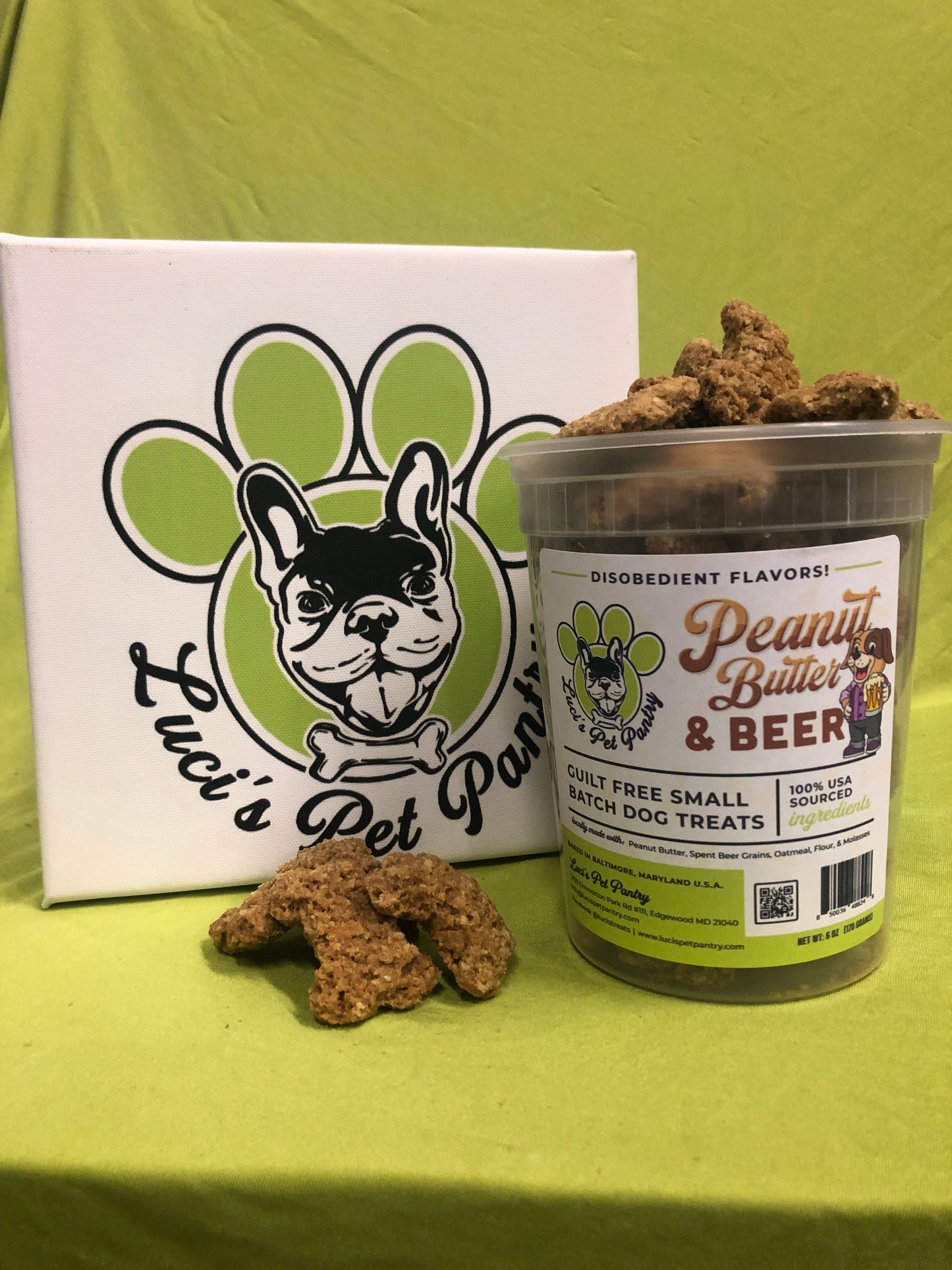 Peanut Butter & Beer - All Natural "Peanut Butter & Spent Grain" Dog & Puppy Treats - Disobedient Tub of Biscuits