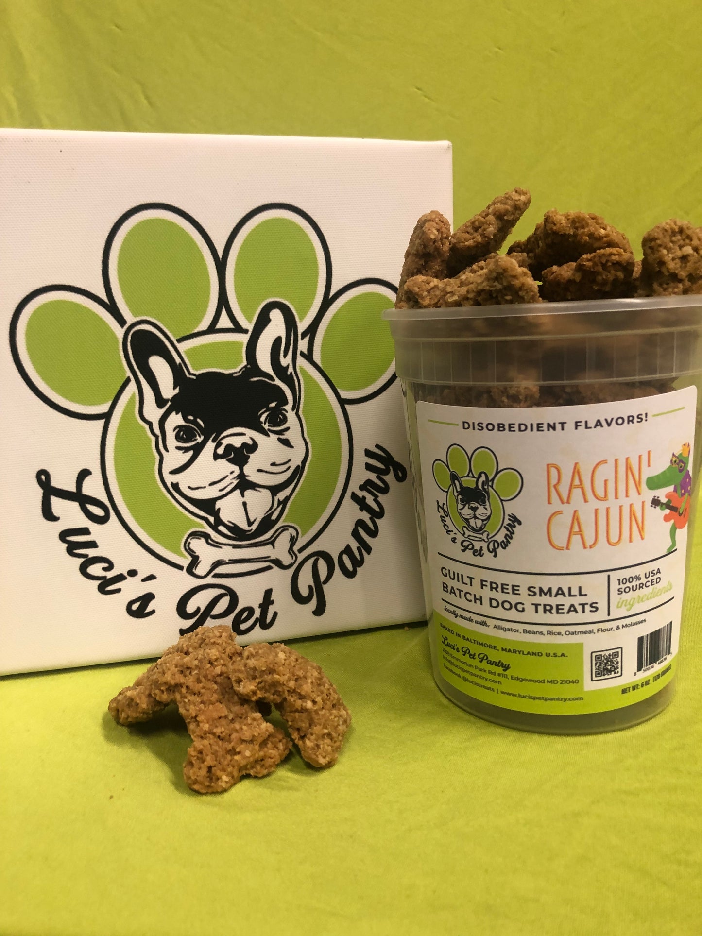 Ragin' Cajun - All Natural "Alligator, Beans, & Rice" Dog & Puppy Treats - Disobedient Tub of Biscuits