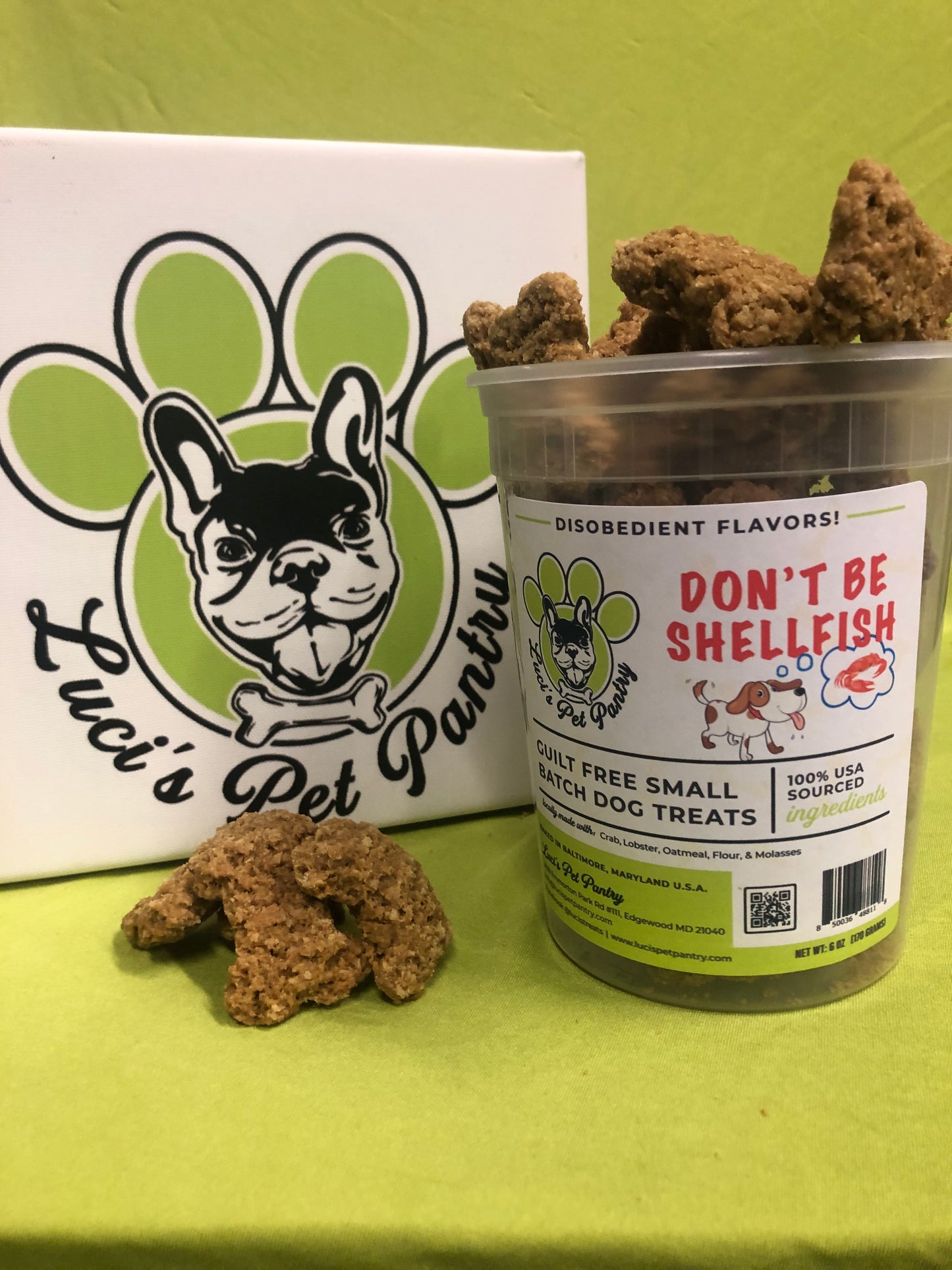 Don't Be Shellfish - All Natural "Crab & Lobster" Dog & Puppy Treats - Disobedient Tub of Biscuits