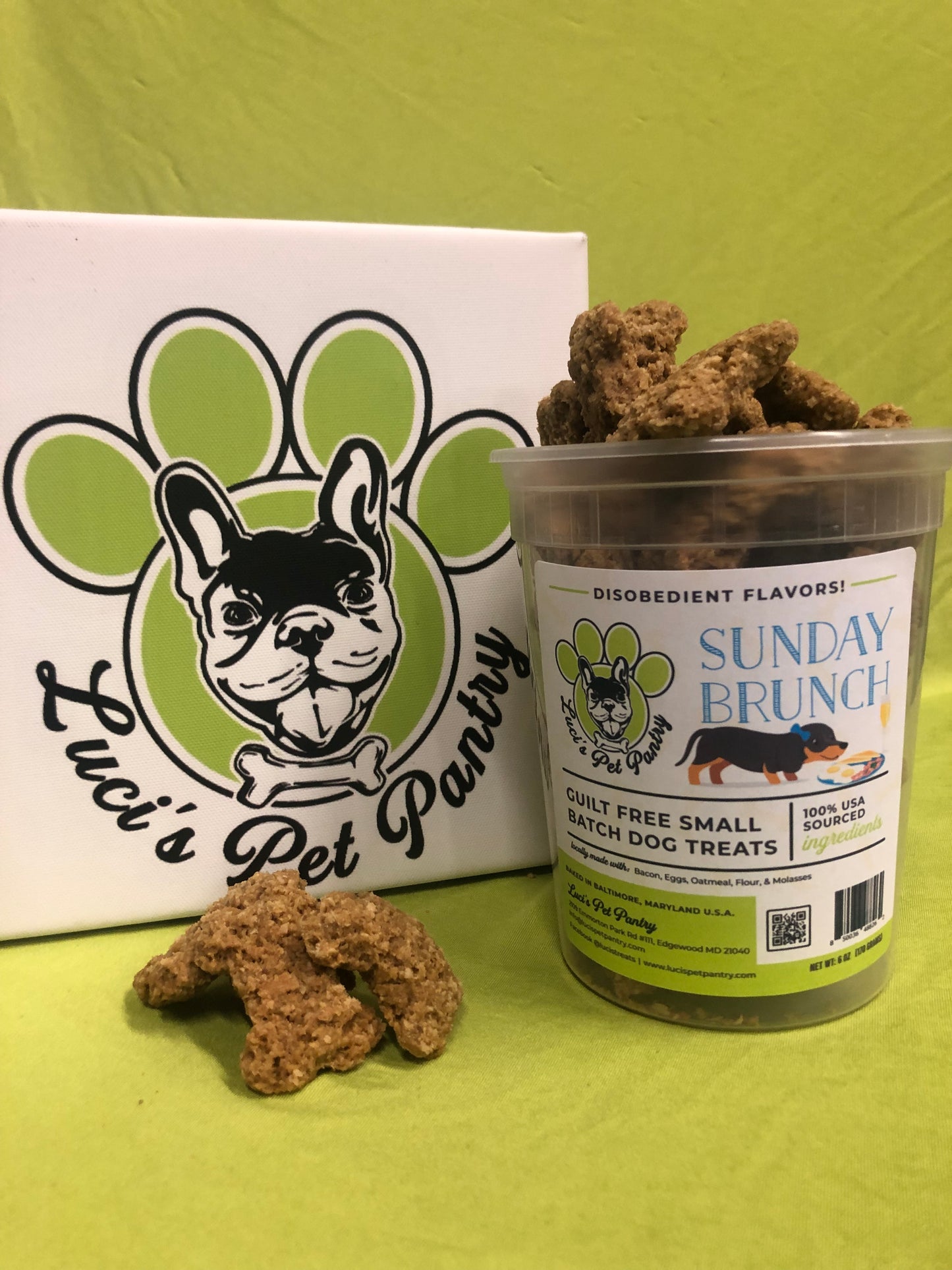 Sunday Brunch - All Natural "Bacon & Eggs" Dog & Puppy Treats - Disobedient Tub of Biscuits