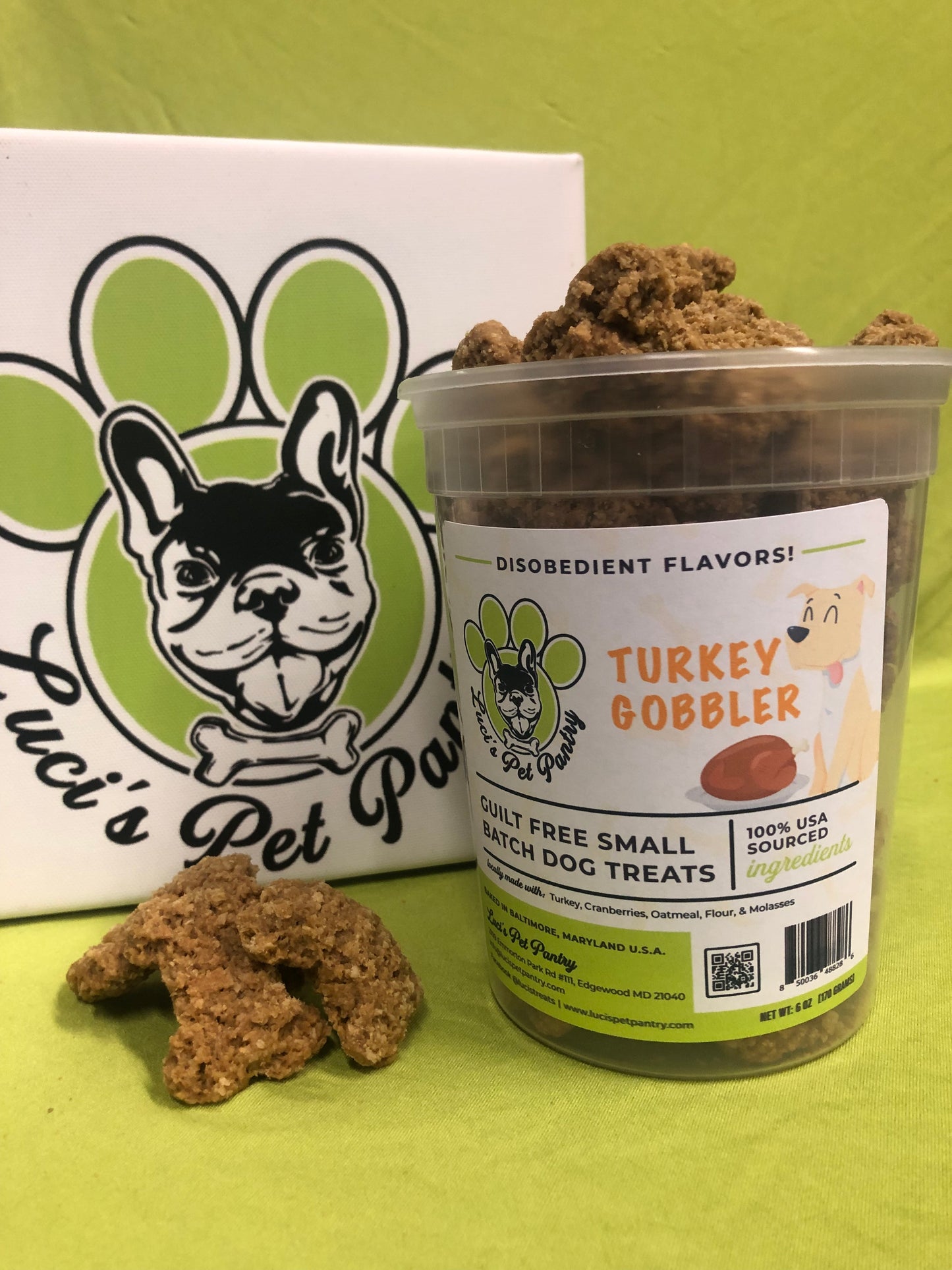 Turkey Gobbler - All Natural "Turkey & Cranberry" Dog & Puppy Treats - Disobedient Tub of Biscuits