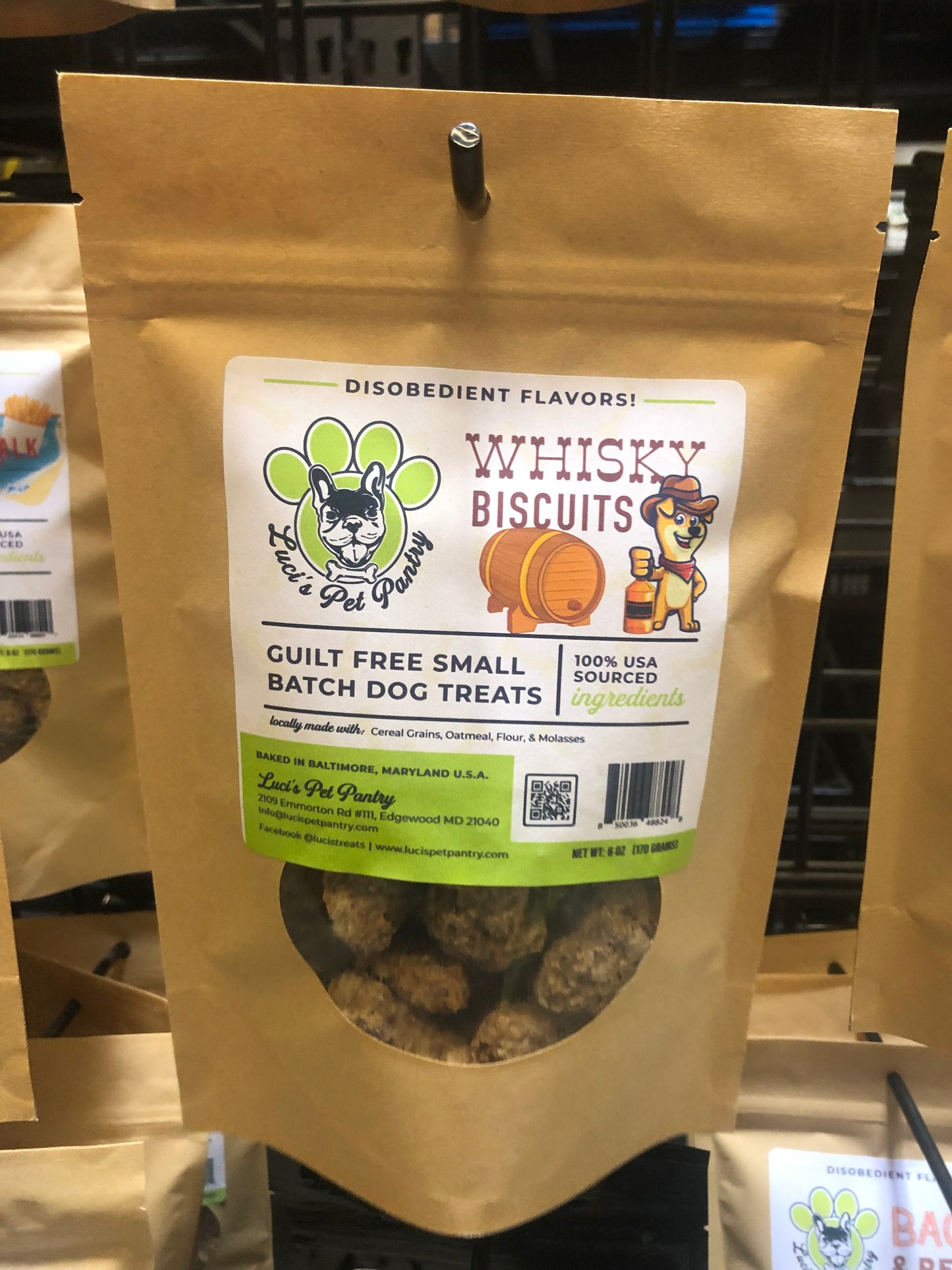 Bourbon Biscuits - All Natural "Cereal Grains" Dog & Puppy Treats - Disobedient Biscuits 6 oz. Pouch